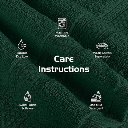 RIVERSIDE 12 Pack Premium 100% Cotton Face Washcloths, 550 GSM, 12 x 12 Inches, Soft, Absorbent Towels for Body & Shower, Bathroom Wash Clothes, Durable Face Towels Set for Spa, Gym, Hunter Green