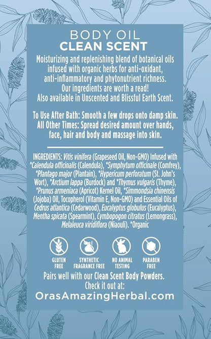 Ora's Amazing Herbal Moisturizing Skin Oil with Eucalyptus & Lemongrass Essential Oils, Body Hydration for Dry Skin, Massage Oil, Body Oils for Men and Women, Natural Skin Care, 2 oz Travel Size