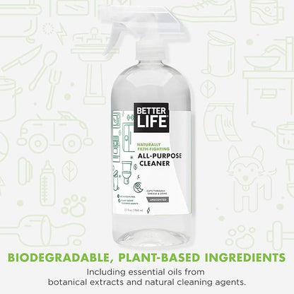 Better Life All Purpose Cleaner - Multipurpose Home and Kitchen Cleaning Spray for Glass, Countertops, Appliances, Upholstery & More - Multi-surface Spray Cleaner - 32oz (Pack of 2) Unscented