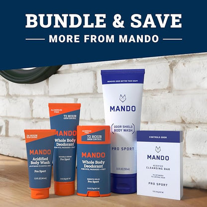 Mando Odor Shield Body Wash - 24 Hour Control - Removes Odor Better than Soap - SLS Free, Paraben Free, Skin Safe - 8.5 Ounce (Pack of 2) (Pro Sport)