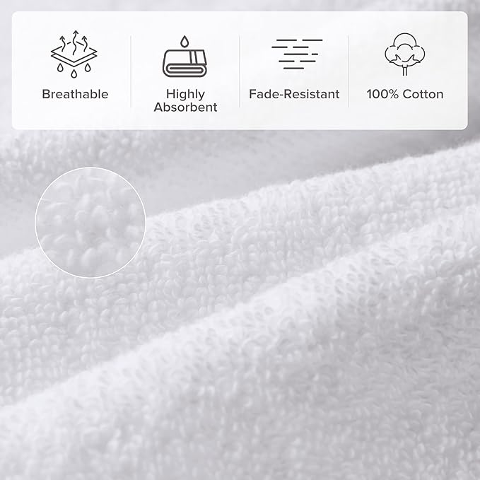 Comfort Spaces Turkish Bathroom Towel Set 6 Piece Luxury Bath Towel Set 2 Hand Towel for Bathroom 2 Washcloth 2 Large White Bath Towel Sets Long Staple Ultra-Soft Quick Dry Towel Set