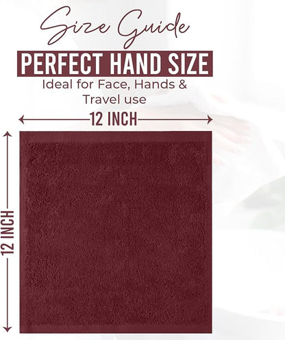 DAN RIVER 12 Pack Wash Cloths for Showering [12x12] - 100% Cotton Washcloths Premium Quality Flannel Face Cloths for Bathroom, Highly Absorbent and Soft Feel Wash Clothes, Pomegranate