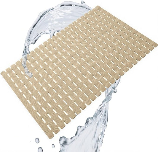 Modern Simplicity Family Expenses Bathroom Bathtub Floor Non-Slip mat with Drainage Hole with Sucker Shower Bathroom Foot pad (Khaki)