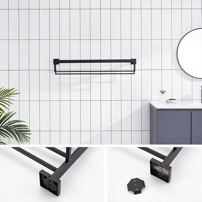 KOKOSIRI Black Towel Rack 32'' Bathroom Towel Shelf with Double Towel Bars SUS304 Matte Black Stainless Steel Wall Mounted, B6003BK-L32