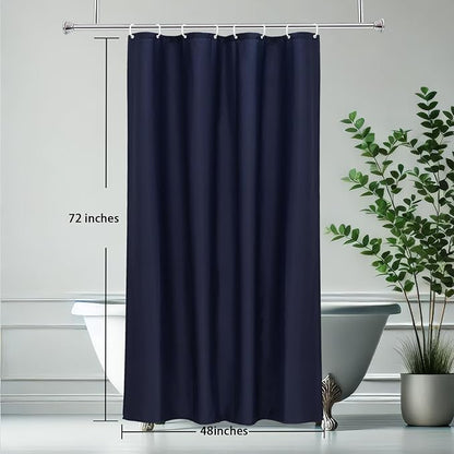 AooHome 48 Width x 72 Height inch Shower Liner, Stall Size Fabric Solid Color Bathroom Curtain with Hooks, Weighted Hem, Waterproof, Navy Blue