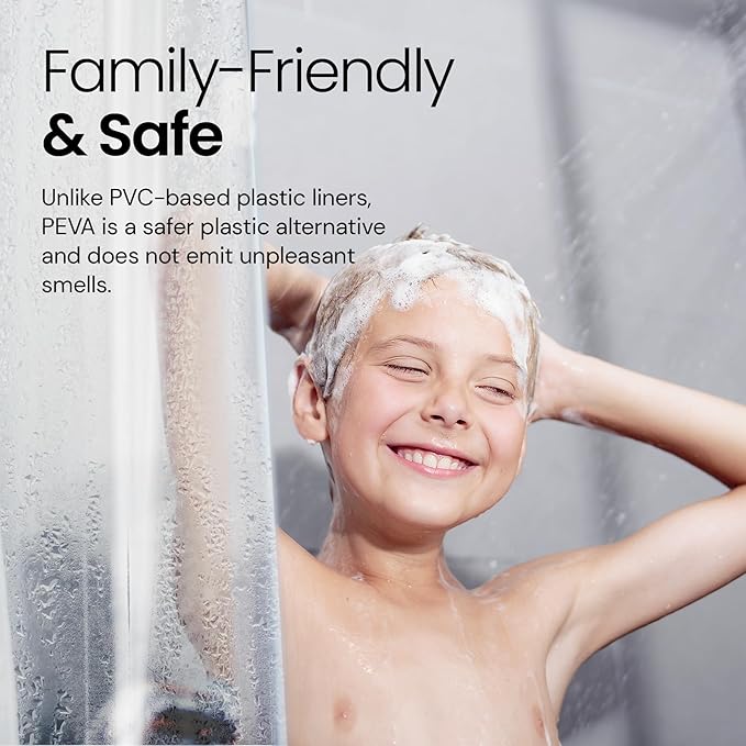 LiBa Bathroom Shower Curtain - Waterproof Plastic Shower Curtain Premium PEVA Non-Toxic with Rust Proof Grommets Clear 10G Heavy Duty Bathroom Accessories 72x84