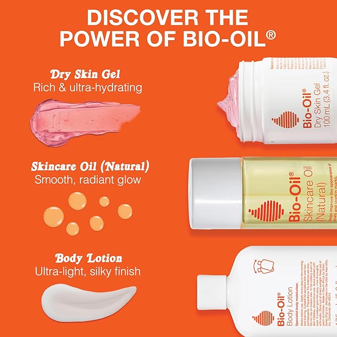 Bio-Oil Natural Skincare Oil Serum, Face and Body Moisturizer with Chamomile, Rosehip, and Lavender Oil, for Scars, Stretch Marks, Sensitive Skin, All Skin Types, 0.85 Oz, Pack of 3