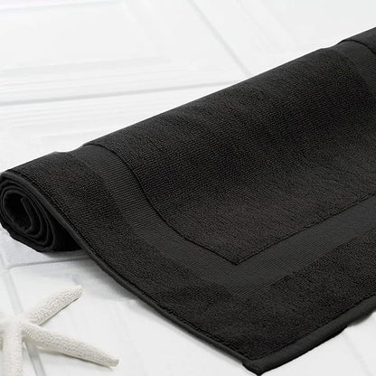 DAN RIVER Classic Cotton Bath Mats Set of 2 – Not a Bathroom Rug, Ultra Soft, Highly Absorbent & Machine Washable Bath Mat Towel for Bathroom Floor Mat – Durable, Quick-Dry, 21x34 Inches, Black