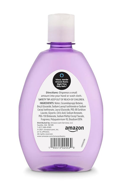 Amazon Basics Hypoallergenic Tear-Free Night-Time Baby Calming Bath, 13.6 Fl Oz (Pack of 4), (Previously Solimo)