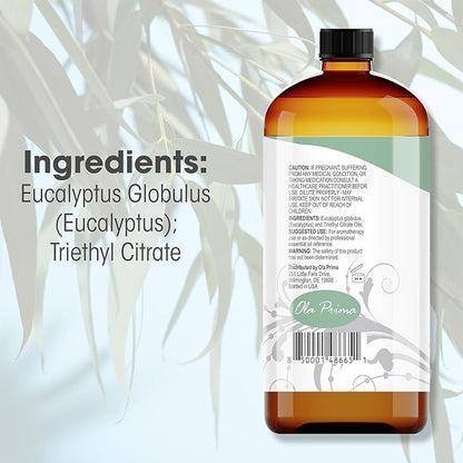 Ola Prima Eucalyptus Essential Oil 16oz Bulk – Therapeutic Grade for Aromatherapy, Diffuser, Stress Ease & Cleaning - Essential Oils