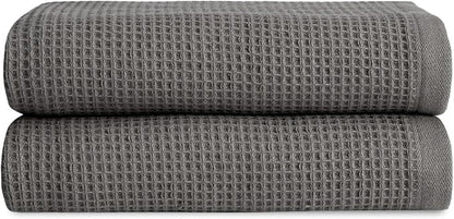 Cozy Earth Waffle Hand Towels - 60% Cotton 40% Viscose from Bamboo Hand Towels 20 x 30 Inches - Soft & Absorbent Terry, Reversible Mini Textured Waffle & Weave Pattern - 2 Pack