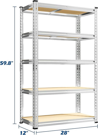 REIBII Storage Shelves 2020LBS Garage Shelving Heavy Duty Metal Shelving Adjustable 5 Tier Pantry Shelves for Garage Closet Kitchen Basement 28" W x 12" D x 59.8" H, 3 Pack