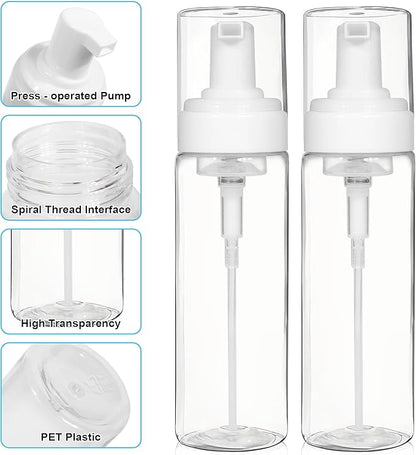 2PCS Foam Pump Bottle, Foaming Dispenser Bottle, Foaming Hand Soap Dispensers, Travel Size Foam Spray Bottles for Body Wash, Lash Cleanser, Shampoo, 200 ml/7 OZ