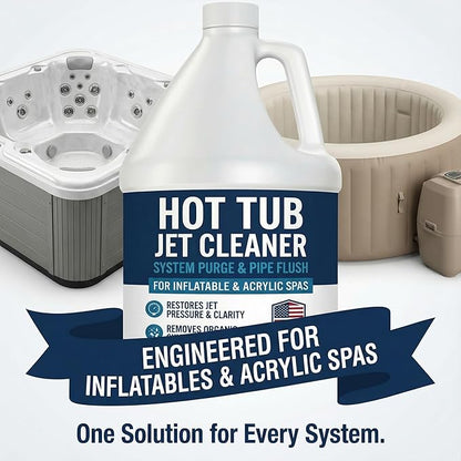 Hot Tub Jet Cleaner & Spa Line Flush – Deep Plumbing & Pipe Purge – Hot Tub System Flush Cleaner for Jets, Lines & Tubes – Designed to Remove Sludge, Grime & Yuck – Made in USA – 1 Gallon