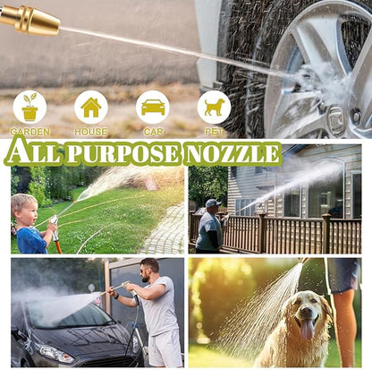 Lengthened Garden Hose Nozzle Heavy Duty High Pressure Water Sprayer for Garden Spray Patio Outdoor Washer Pet Shower Car Wash attachment (Lengthened)