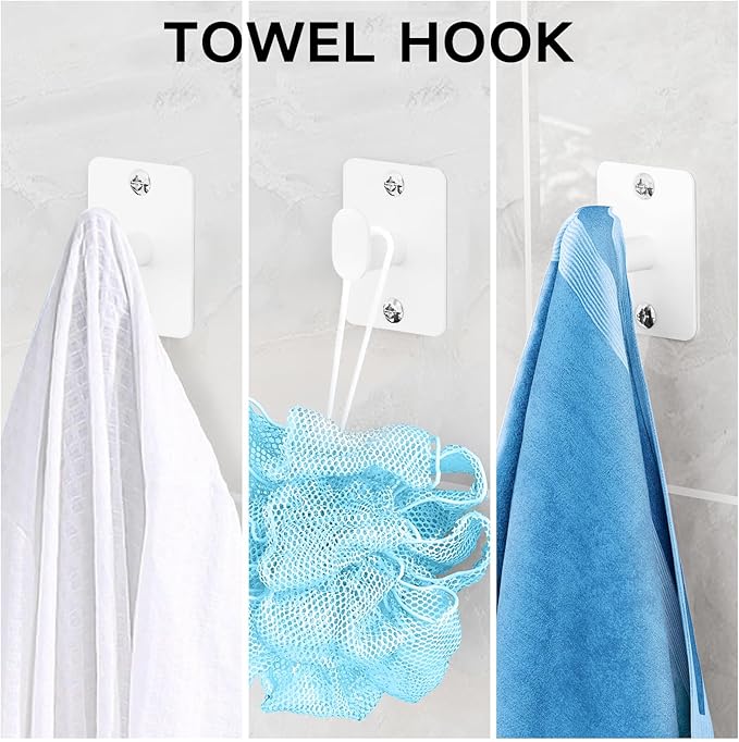 Bathroom Accessories Set, 4 Pieces White Bathroom Hardware Set, 24 inch Towel Bar, Towel Racks for Bathroom, Robe Towel Hooks, Toilet Paper Holder Wall Mounted