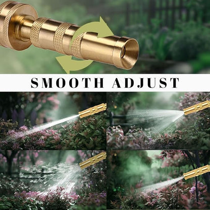Lengthened Rod Garden Hose Nozzle Heavy Duty High Pressure Water Sprayer for Garden Spray Patio Outdoor Washer Pet Shower Car Wash attachment (Brass)