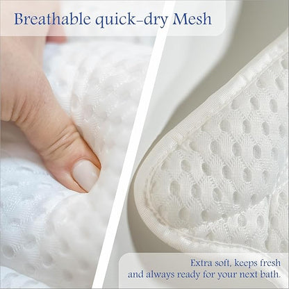 Bath Pillows for Tub, Bathtub Pillow Gift Set: 4D Air Mesh Cushion for Head & Neck, Spa Relaxing Accessories, Plus Bath Sponge & Scalp Massage Brush, Gift Bag