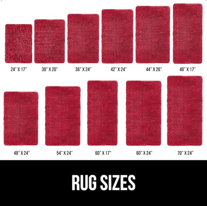 GORILLA GRIP Bath Rug Mat 60x24, Thick Soft Absorbent Chenille, Quick Dry Microfiber Mats, Rubber Backing Washable Shower Floor Rugs, Bathmat Runner, US Designed Bathroom Home Decor Accessories Red