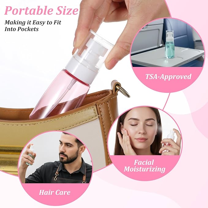 6 Pcs Travel and Empty Fine Mist Spray Bottle Foam Pump Bottle Small Size Mousse Foaming Soap Dispenser Clear Plastic Refillable Containers for Face Wash Lash Cleanser Shampoo Skin Care Liquid