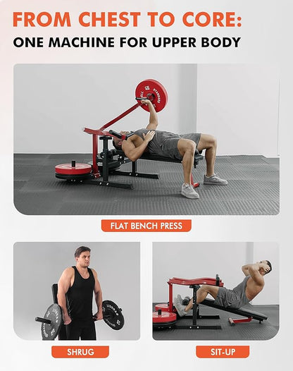 GMWD Chest Press Machine, 1050LBS Bench Press Machine with Independent Converging Arms, Adjustable Flat Incline Bench for Chest, AB Workouts, Shoulder Home Gym Equipment, V1