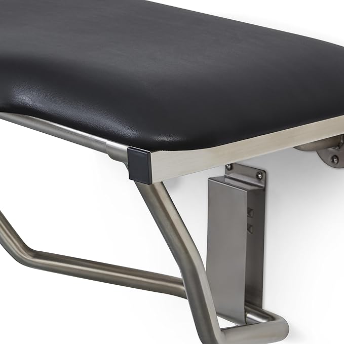 32" x 22.5" Black Padded Cushion Wall Mount Folding Left-Handed Transfer Bench Shower Seat, ADA Compliant