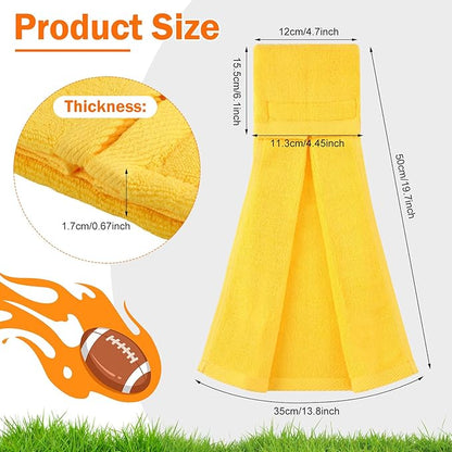 Shimeyao 2 Pcs Cotton Sports Football Towel with Closure Pitching Football Sweat Towel for Sports Gym Men Women Accessories(Yellow, Classic)