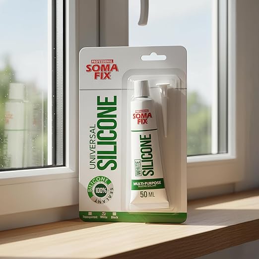 Silicone Caulk - Squeeze Tube Silicone Sealant for Wood, Kitchen, Bathroom, Sink, and Windows - Multi-Purpose & Waterproof (White)
