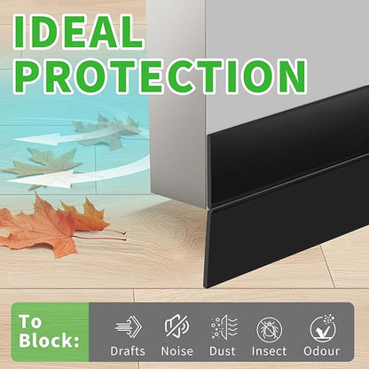 Door Weather Stripping Seal Strip, Door Draft Stopper for Door Frame, Window, Shower Door Bottom Seal, Strong Adhesive Silicone Weather Stripping for Weatherproofing and Noise Reduction, Black