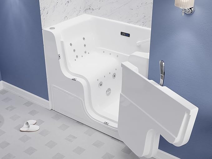 ANZZI Walk In Tub for Seniors 29"x53" Right Drain ADA Wheelchair Accessible - 30 Therapeutic Jets, Quick Fill Faucet, Aromatherapy, Chromatherapy - Compact Design | 2953WCRWD