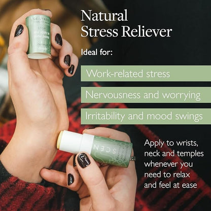 Scentered Aromatherapy Stress Relief Balm Stick - De Stress Essential Oil Roll On Calm Carry for Relaxation - Natural Stress Reliever - Chamomile, Rosemary - Self-Care Stocking Stuffers for Women
