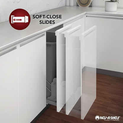 Rev-A-Shelf 9" Pull Out Shelf Organizer for Kitchen and Bathroom Cabinets, Wooden Slide Out Spice or Medicine Rack w/Soft-Close, 448-BBSCWC-9C