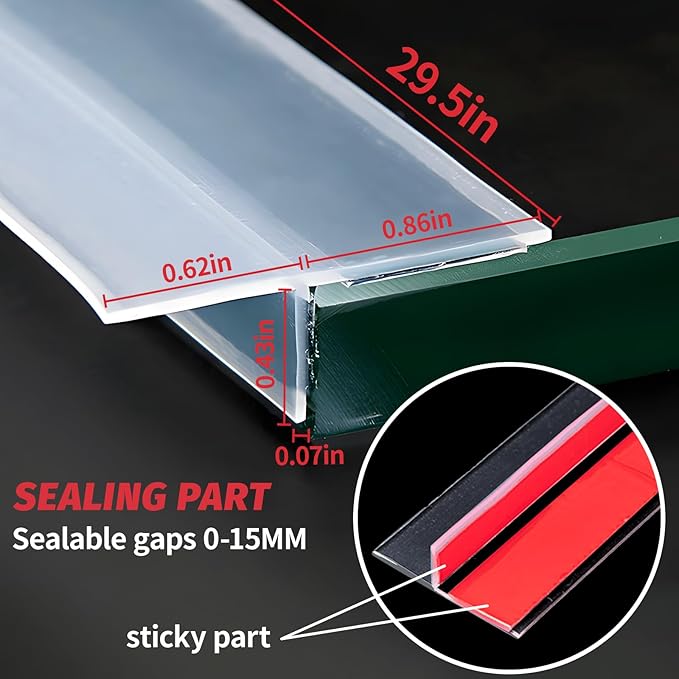 2024 Updated 29.5Ft T-Shaped Clear Weather Stripping Door Seal, Door Draft Stopper Silicone Seal Strip, Door Weather Stripping for Doors Windows and Shower Glass Gaps (29.5 Ft)