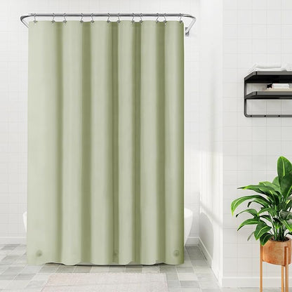 Sage Green Plastic Shower Curtain Liner - Premium PEVA Shower Liner BPA & PVC Free, No Chemical Smell, Lightweight Green Bath Curtain with 3 Magnets for Bathroom, 12 Metal Grommets - Sage