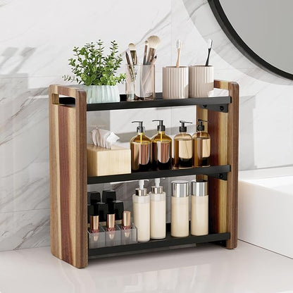 Bathroom Counter Organizer,Bathroom Counter Shelf,Bathrooms Organizers,Under Sink Organizer,Cologne Organizer For Men,Cologne Stand,Spice Rack,Cabinet Organizers(Brown 3 Tier)