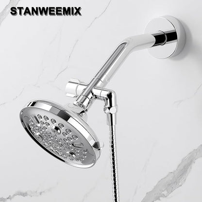 Solid Brass 3 Way Shower Arm Diverter Valve for Handheld Shower Head and Fixed Spray Head, G1/2 Universal Bathroom System Component Replacement Part (Chrome Finish)