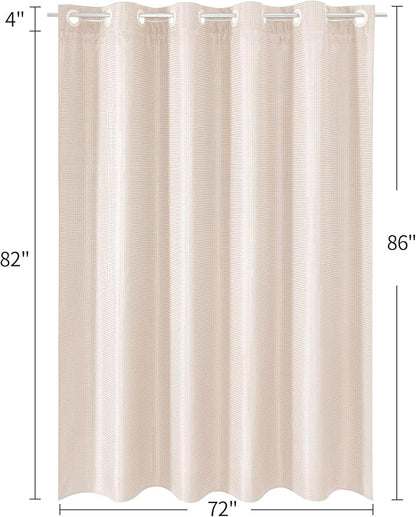 MitoVilla No Hooks Needed Extra Long Shower Curtain Liner Set, Pink 86 inch XL Heavyweight Waffle Fabric Cloth Shower Curtains Set with Snap-in Liner for Modern Luxury Hotel & Spa Bathroom Decor