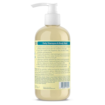Happy Cappy Daily Medicated Shampoo and Body Wash Bundle - Baby Dandruff Shampoo, Helps Cradle Cap and Seborrheic Dermatitis, Reduces Redness, Dermatologist Tested, Fragrance-Free - 4 Pieces