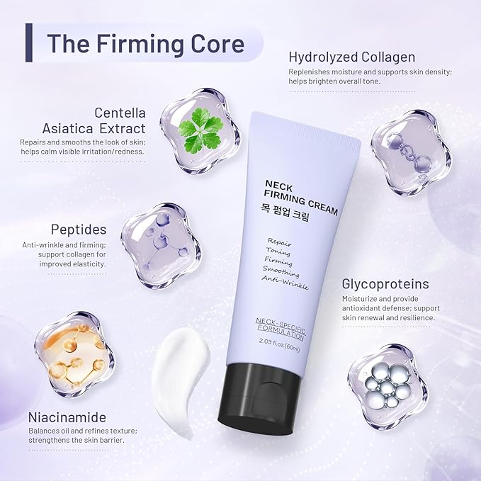 Premium Neck Creams For Tightening and Firming – Lifting Treatment for Décolleté and Chest, Anti-Aging Neck Cream Reduces Fine Lines and Sagging, Gift for Women & Men, 2.03 Fl Oz