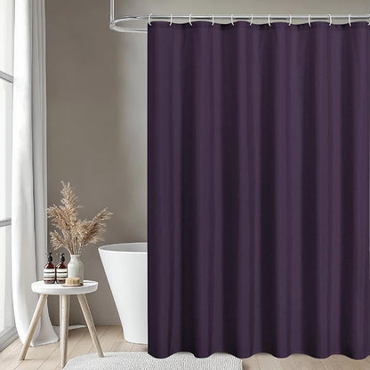 2-in-1 Waterproof Fabric Shower Curtain or Liner,Linen Textured,Breathable TPU & Washable Bathroom Shower Curtain Set with 12 Plastic Hooks,Modern,72"x72" Purple