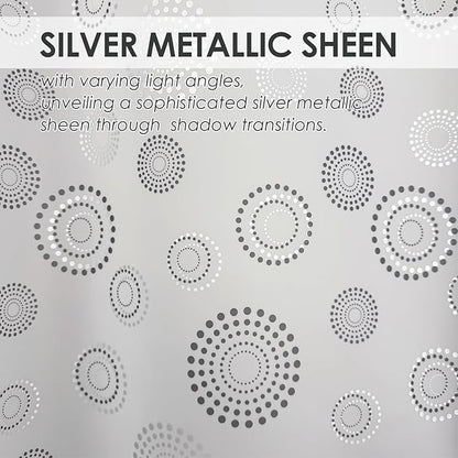 Plastic Shower Curtain Liner, Waterproof Printed PEVA Shower Curtain with Design, Silver Dots Pattern, Rustproof Grommets, Standard Size 70x72 Bathtub Curtain for Bathroom (Pack of 1)