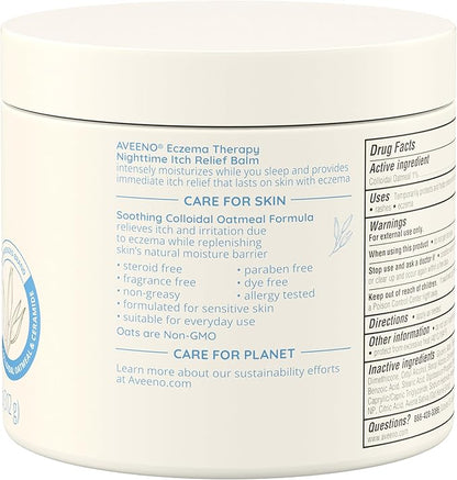 Aveeno Eczema Therapy Itch Relief Balm with Colloidal Oatmeal & Ceramide for Dry Itchy Skin, Non-Greasy, Steroid-, Fragrance- & Paraben-Free Moisturizing Skin Protectant Cream, 11 oz