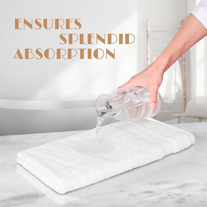 White Hand Towels Set for Bathroom, 6 Pack - Cotton Hand Towel Set for Gym, Kitchen and Spa, 16x27 Inches Soft Highly Absorbent Quick Dry Terry Salon Towels