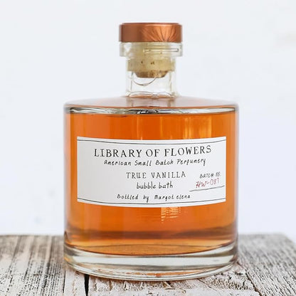 Library of Flowers True Vanilla Bubble Bath, 17 fl. oz., Bergamot, Dark Vanilla & Amber, Skin Hydrating & Deep Moisturizing, Avocado Oil & Green Tea, Relaxing Scented Bubbling Bath Soap