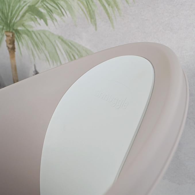 Shnuggle Newborn Baby Bath | Built in Support Bump and Soft Backrest | Suitable from Newborn | Bath Seat Support Includes Plug | Taupe