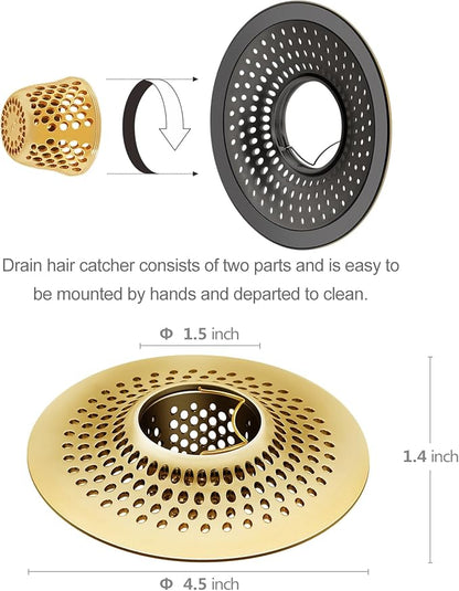 LKEYE Shower Drain Hair Catcher/Bathroom Drain Cover/Bathtub Drain Strainer/Shower Stall Drain Protector(Bronze)