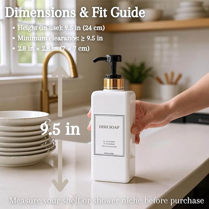 Modern Gold Design Pump Bottle Set 27 oz Refillable Shampoo and Conditioner Dispenser Empty Shower Plastic Bottles with Pump for Bathroom Lotion Body wash Massage Oils, Pack of 3 (Black)