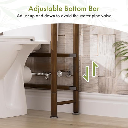 AmazerBath Bamboo Over The Toilet Storage Shelf, Over Toilet Bathroom Organizer Rack, 3-Tier Bathroom Shelves Over Toilet, Space Saver, Walnut Brown