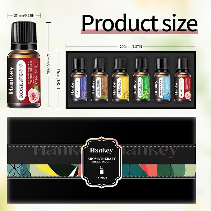 6 Pcs Fragrance Essential Oils Set - Lavender, Rose, Vanilla, Sandalwood, Freesia & Deep Ocean - 100% Pure Aromatherapy Oils for Relaxation, Sleep & Mood - Therapeutic Grade, Undiluted, Gift Ready