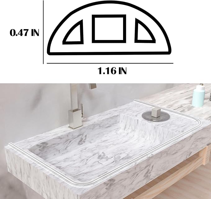 98" Shower Threshold Water Dam, Self-Adhesive Shower Barrier and Kitchen Water Stopper sealing Retention System Rubber Shower Guard Dam for Dry And Wet Separation Caulk Seal Strip Edge Trim